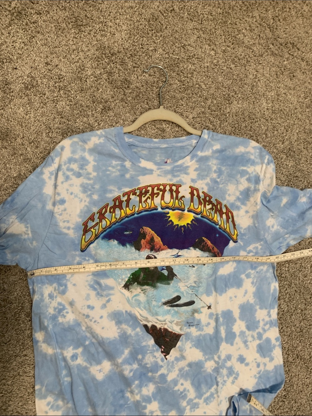 Teton Gravity Research Grateful Dead Blue White Tie-Dye Long Sleeve Tee Shirt - Picture 6 of 6